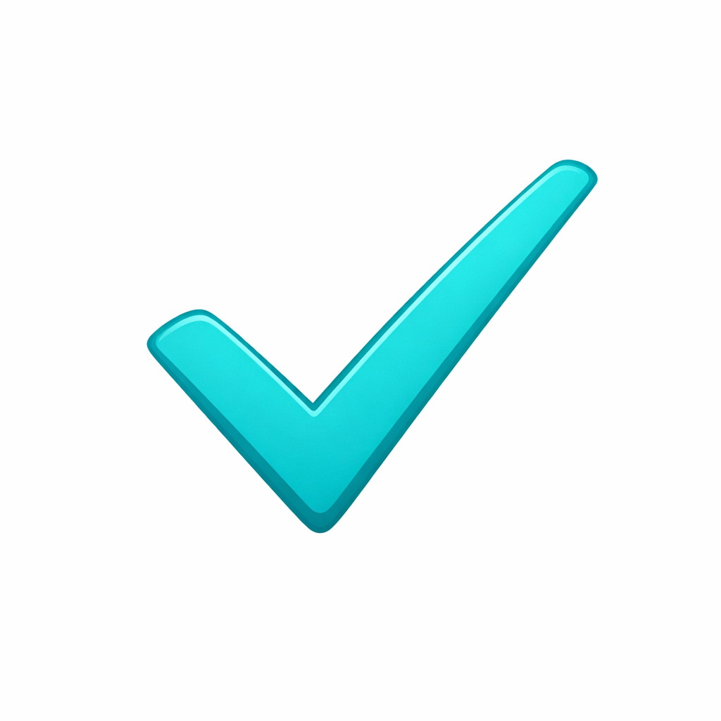 turquoise checkmark